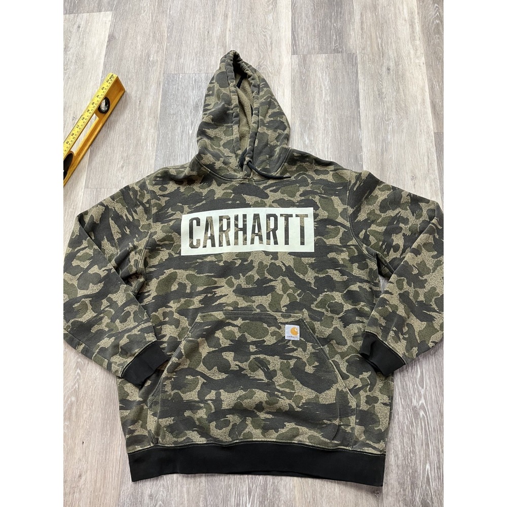 Carhartt Loose Fit Midweight Hooded Camp Graphic Workwear Hunting Sweatshirt L